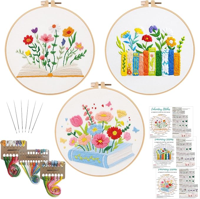 Louise Maelys 3 Pcs Floral Book Embroidery Kit by LouiseMaelys