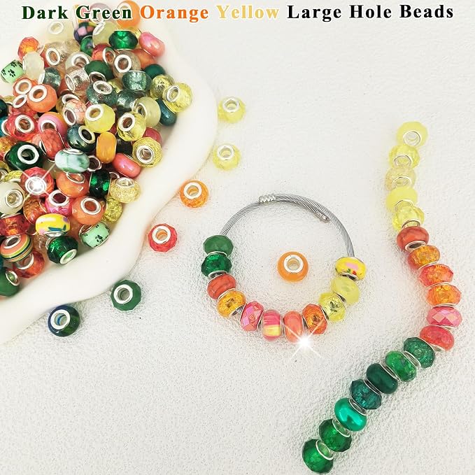 Zyehxed Large Hole Beads Orange Yellow Green Fairy Wand Garden Beads - Image 3