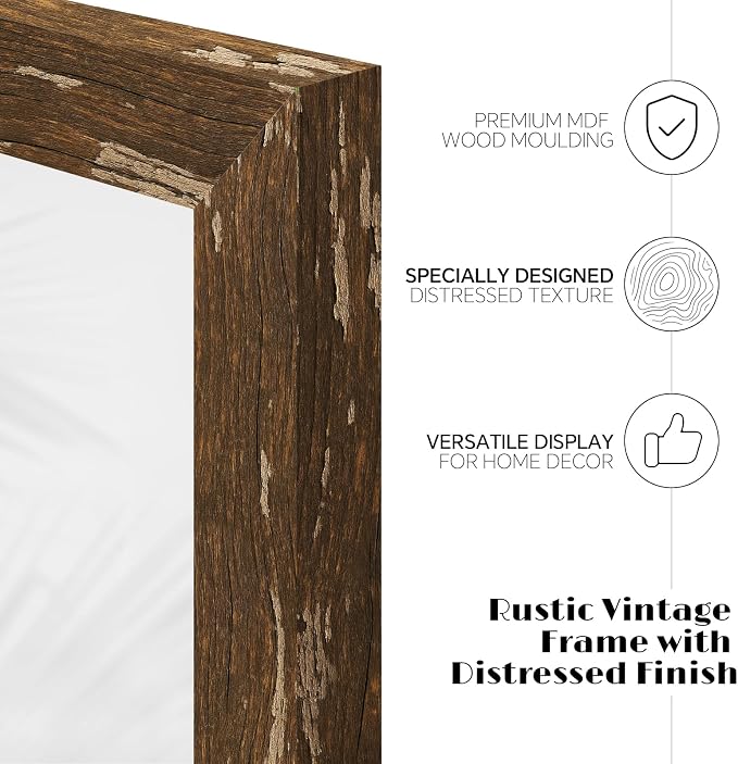 puthiac 11x14 Rustic Farmhouse Picture Frame, Warm Walnut, 1 Pack | Distressed - Image 2