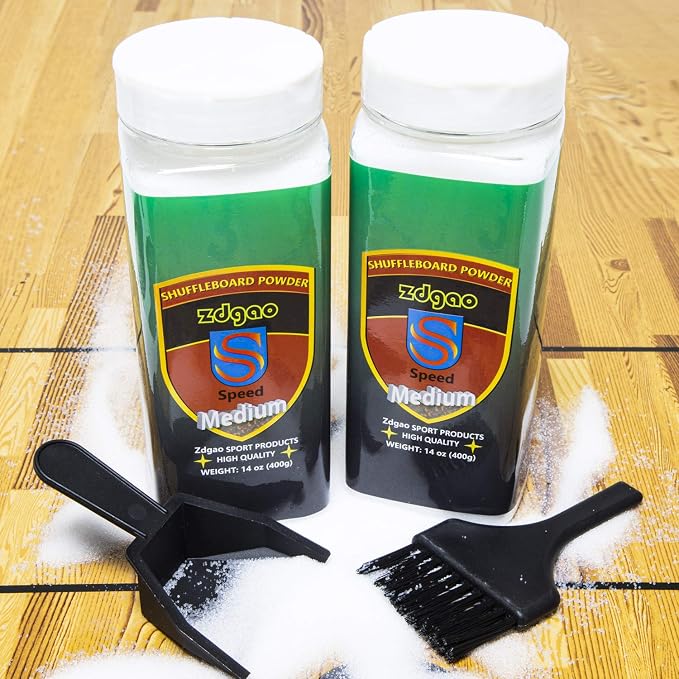 Shuffleboard Pucks w/ 2 Cans Shuffleboard Wax, Mini Dustpan and Brush - Image 3