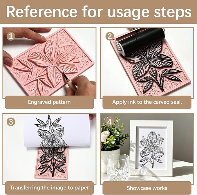 8Pcs 6"x8" Linoleum Blocks for Printmaking, Premium Rubber Linocut Block - Image 5