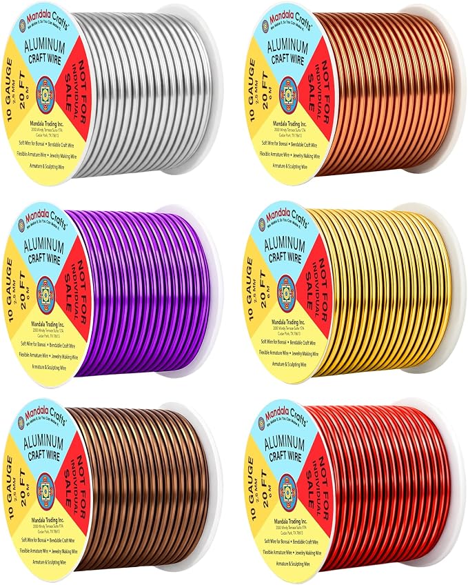 Mandala Crafts 10 GA Purple Brown Red Assorted Anodized Aluminum Craft Wire | by MandalaCrafts
