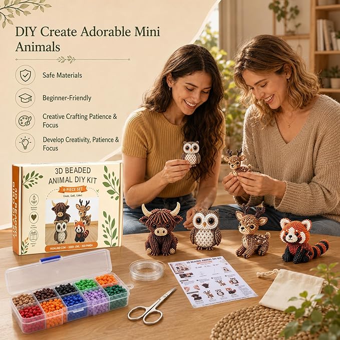 YADUO Tiny 3D Beaded Animal DIY Kit, Easy DIY Beading Embroidery Kit - Image 5