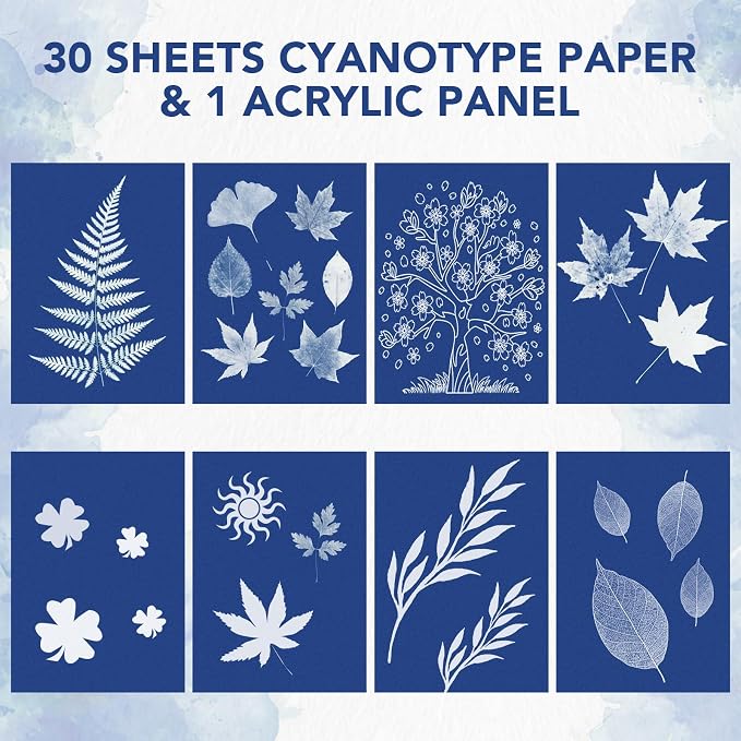 Cyanotype Kit with 30 Sheets Sun Print Paper & Acrylic Panel, 5.8 x 8.3 IN | - Image 3