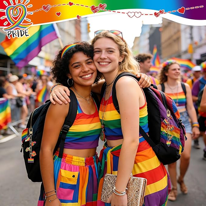 AUGSUN 189Pcs Pride Keychain Making Kit LGBT Rainbow DIY Keychain Craft | - Image 5