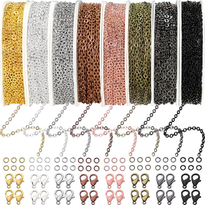Jishi 80ft Necklace Chains Jewelry Making Chain Link Rolls Bulk 2mm by Jishi