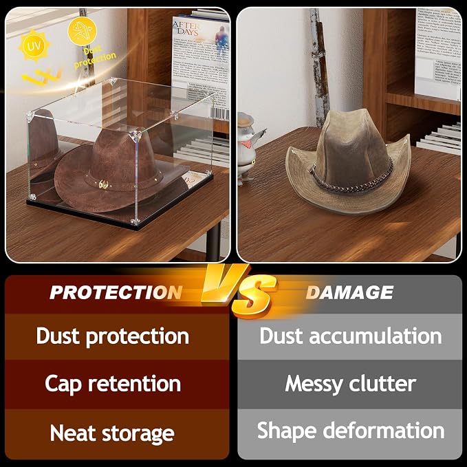 3MM Clear Acrylic Display Case, Cowboy Hat Showcase, Panama & Tweed Organizer - Image 3
