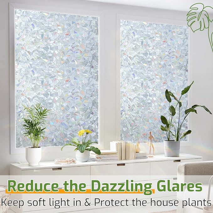 LUTE Rainbow Window Privacy Film, Stained Cling, 23.6" x 78.7" | 3D Decorative - Image 4