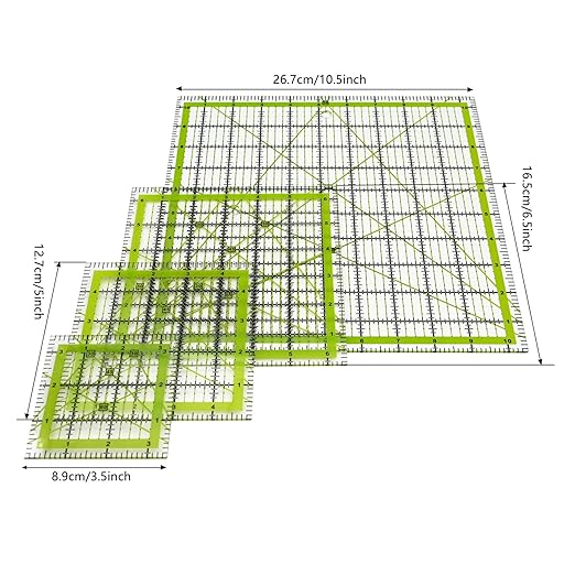 Quilting Rulers, Sewing Ruler, 4 Piece Acrylic Square Quilting Templates - Image 2