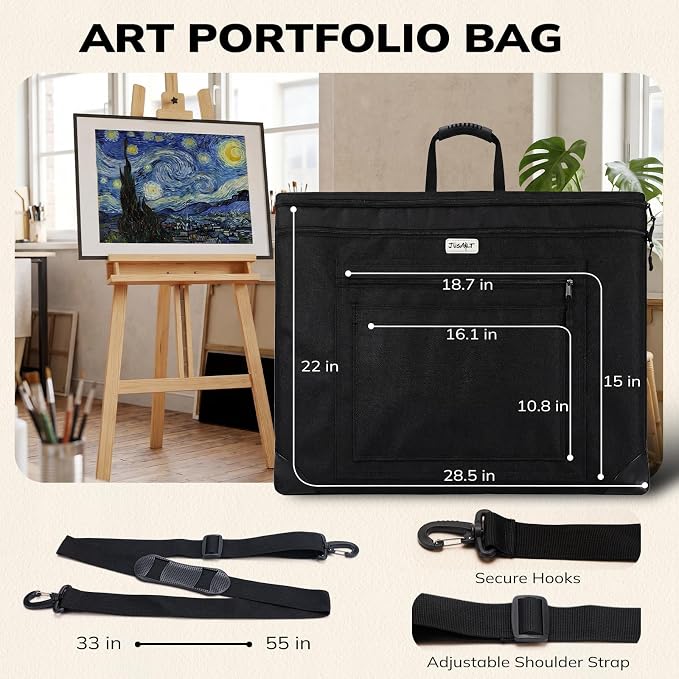JusArt Art Portfolio Bag, 20x26 Light Weight Portfolio Folder Case - Image 2
