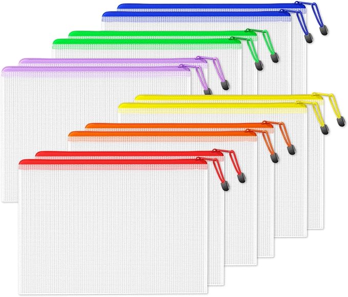 SUNEE 12pcs Mesh Zipper Pouch 11x16, Large Storage Bags by SUNEE
