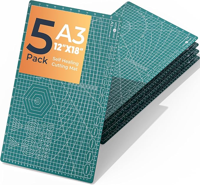 HTVRONT 5 Packs Self Healing Cutting Mat- 12" x 18” Double-Sided Cutting Mats by HTVRONT