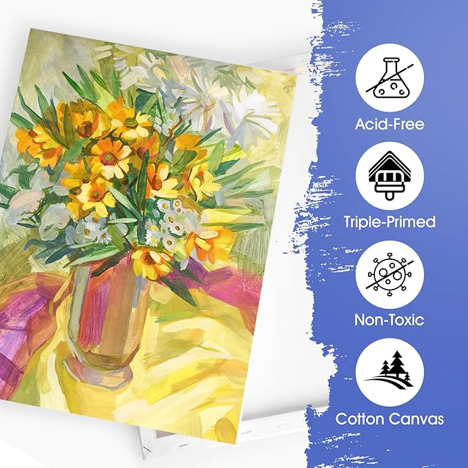 ESRICH 12x16 Stretched Canvas for Painting, 5 Pack Blank Canvases for Painting - Image 4