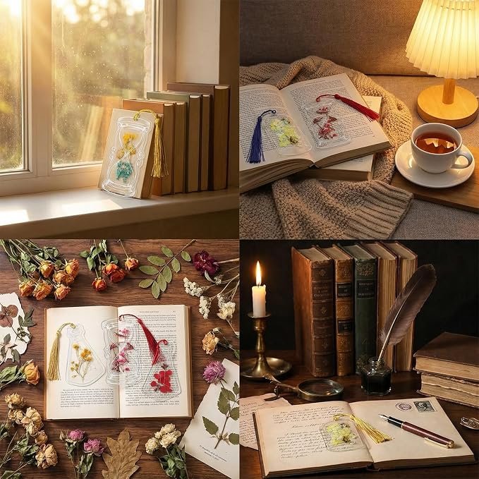 Tallew 81 Pcs DIY Dried Flower Bookmark Making Kit Include 40 Clear Transparent - Image 5