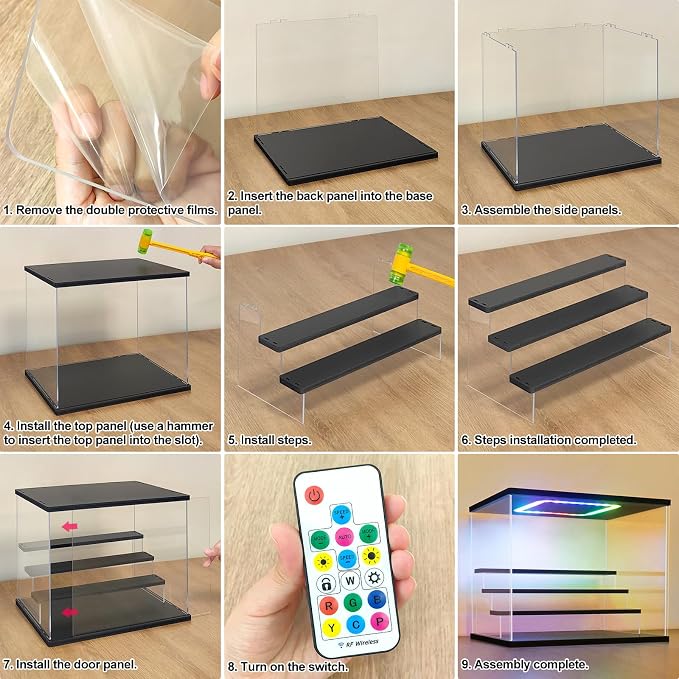 NONEMEY LED Acrylic Display Case, 3 Tier Display Case - Image 3