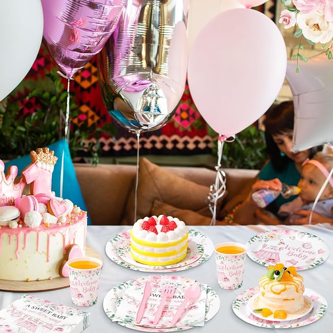 Pickmesh 400 Pcs Floral Baby Shower Party Decoration Include A Sweet Baby ls on - Image 5