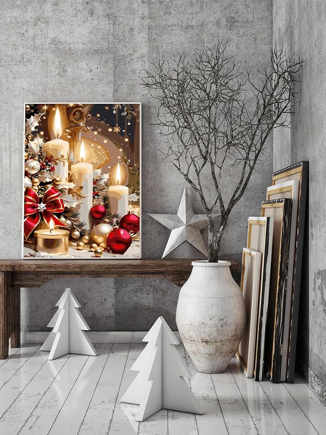 AREOPNMG Christmas Candles Paint by Numbers Kit - Image 3