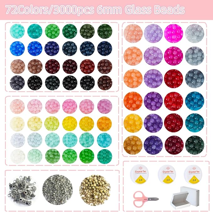 REVKI 72 Colors 6mm Glass Beads - Image 2