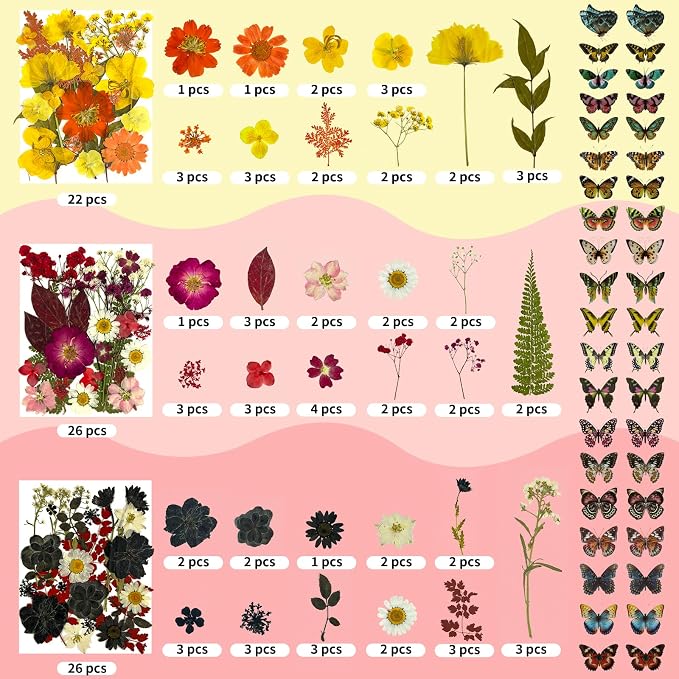 303Pcs Dried Pressed Flowers for Crafts, Dried Pressed Flowers for Resin - Image 4