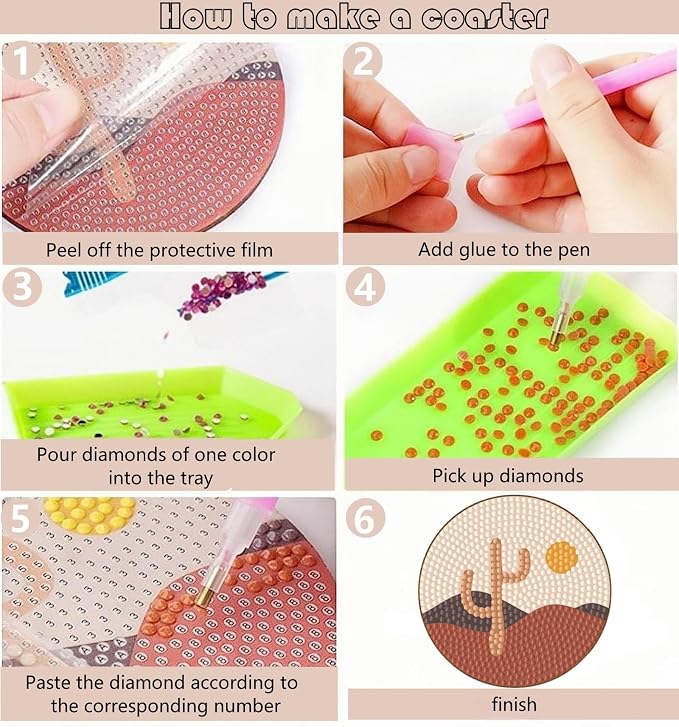 Bulerrylulu 6 Pcs Diamond Painting Coasters Kits - Image 3