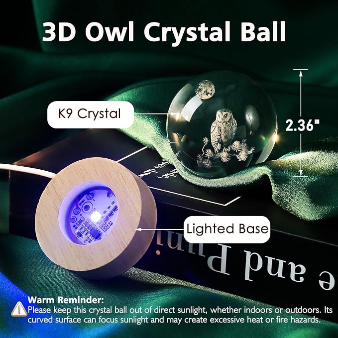 IFOLAINA 3D Owl Crystal Ball 60mm Owl Gifts - Image 4