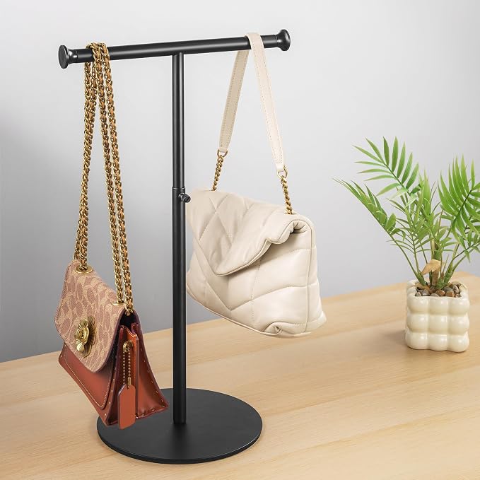 niffgaff T Bar Purse Display Stand Tabletop: Adjustable Height Handbag Holder - Image 5