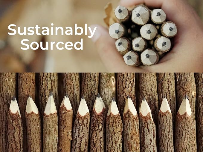 BSIRI Wooden Pencils Rustic Bark Twig Natural Wood Pencil 12 Pack 5 Inch - Image 7