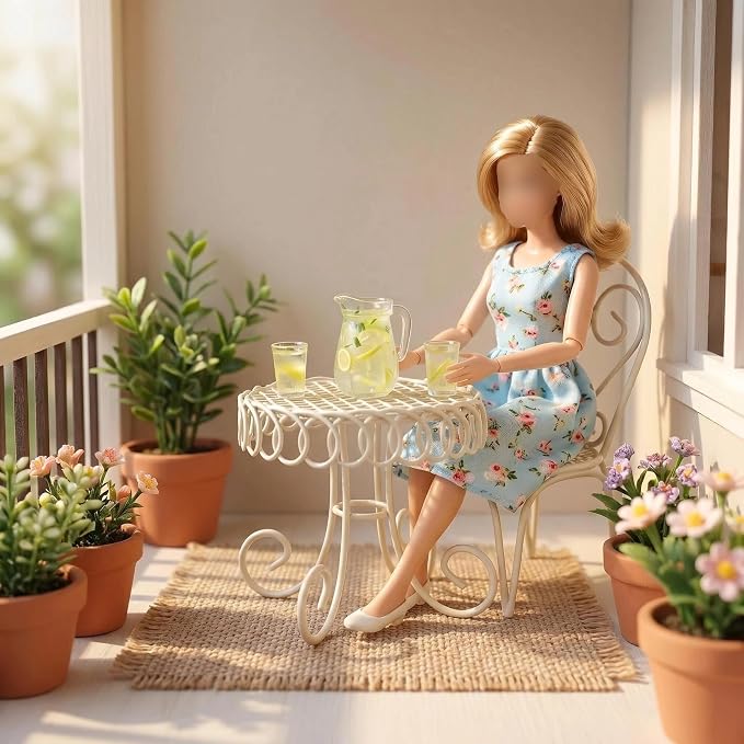 6 PCS Dollhouse Miniature Bistro Table & Chairs Set - Image 6