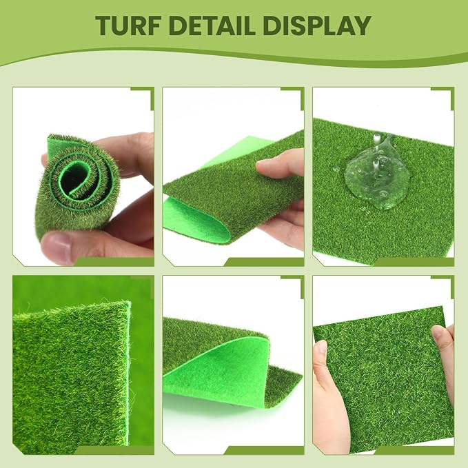 4 Packs 6x6 Inch Cuttable Artificial Grass Squares, Realistic Fake Grass Mats - Image 4