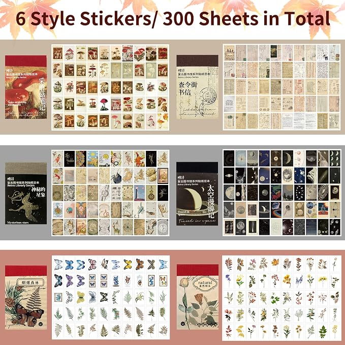 600 Pieces Washi Sticker Set, 12 Set Scrapbooking Diary Planner Album Diary - Image 3