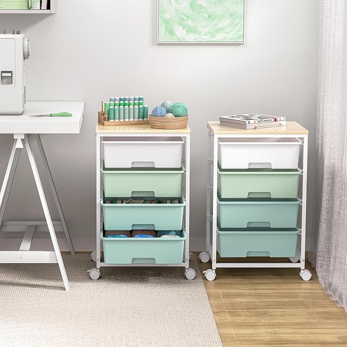 SYKIARIOL Utility Cart with 4 Drawers, Rolling Storage Cart with Drawers - Image 8