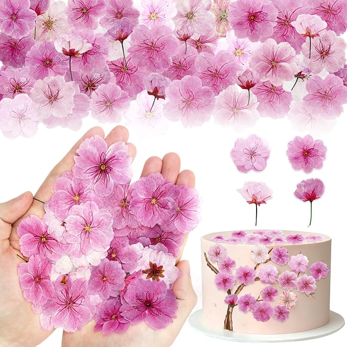 80Pcs Natural Dried Pressed Cherry Blossoms, Edible Flowers Sakura Mix by Unknown