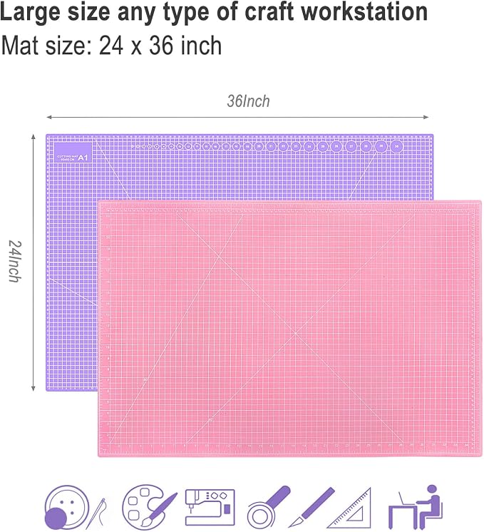 24" x 36" Self Healing Cutting Mat: Double Sided Sewing Cutting Mat Craft - Image 4
