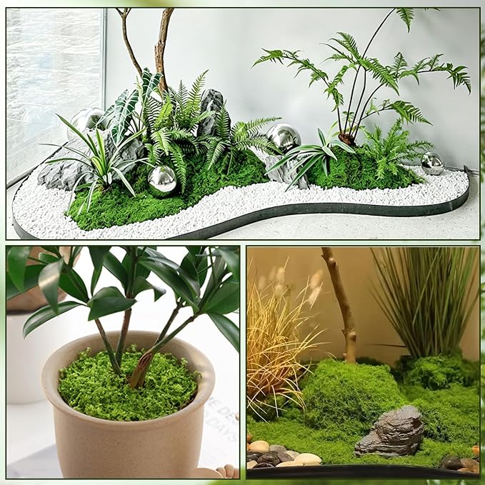 Fake Moss for Plants Indoor, 7OZ Dual-Color Artificial Moss for Crafts - Image 2