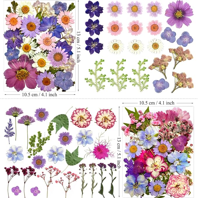 MIKIYA 91Pcs Purple Pressed Dried Flowers - Image 5