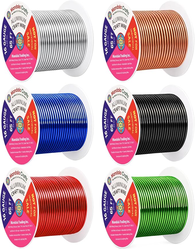 Mandala Crafts 16 GA Black Red Green Assorted Anodized Aluminum Craft Wire | by MandalaCrafts