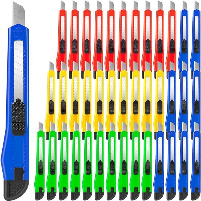 40 Pack Utility Knife Box Cutter Retractable, 9mm Snap-Off Box Cutters by TIFICAL
