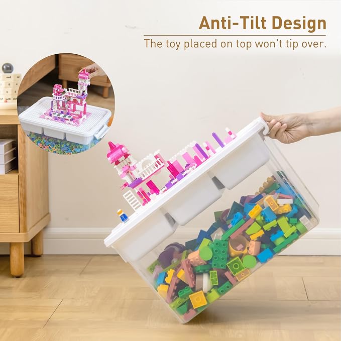 Citylife 17QT 2-Pack Toy Organizer Craft Storage Buildable Lid Movable Tray | - Image 5