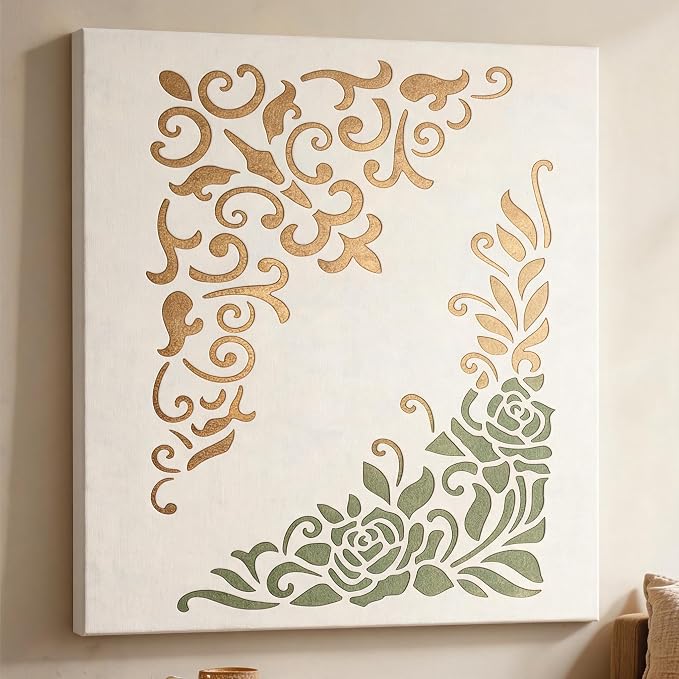 TIAMECH A4 Reusable Vintage Floral Edge Stencil - Image 8