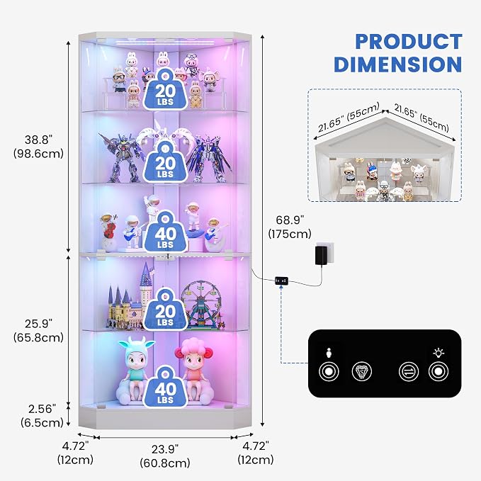 5-Tiers Corner Display Cabinet - Image 2