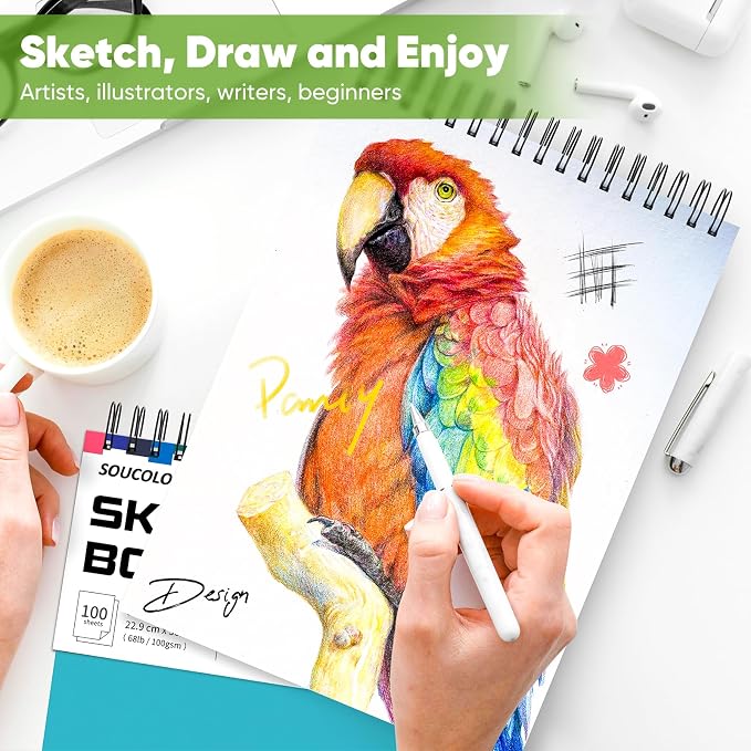 Soucolor Sketchbook 9x12, 100 Sheets Drawing Pad, Art Sketch Book - Image 8