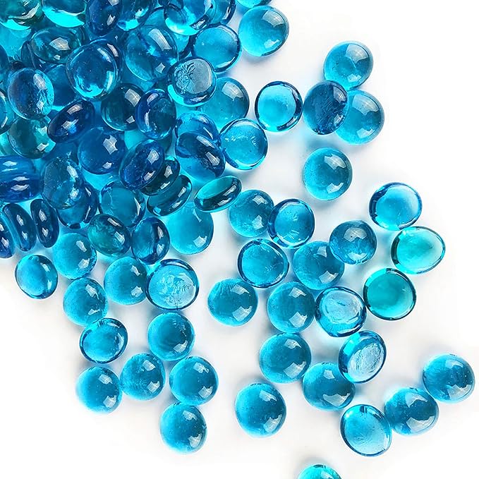 CYS EXCEL Light Blue Glass Gemstone Beads Vase Fillers Flat Marble Beads by CYSEXCEL%C2%AE