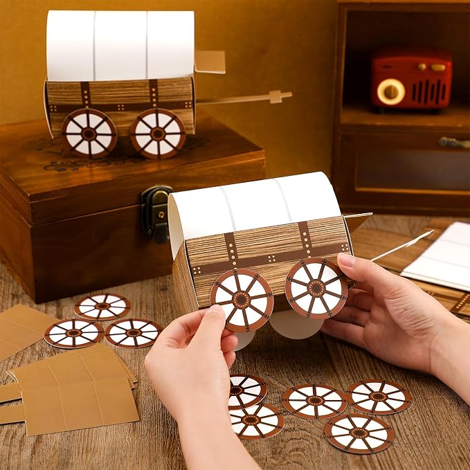 Motipuns 36 Pcs 3D Western Covered Wagon Craft Kit Toy Wagon - Image 5