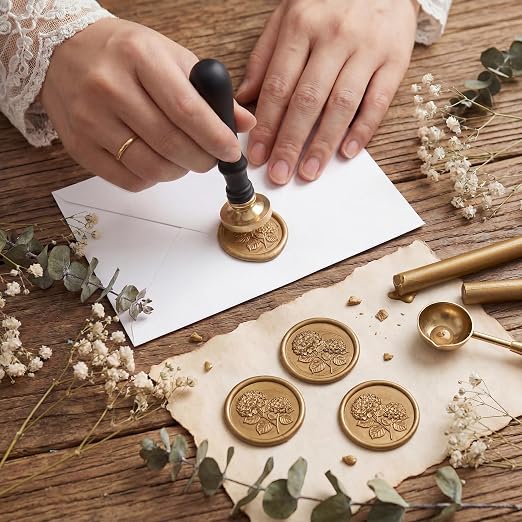 UNIQOOO 3D Embossed Relief Double Hydrangea Flowers Wax Seal Stamp - Image 8