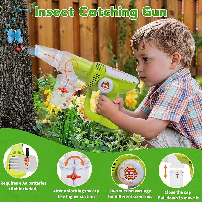 Bug Catcher for Kids 3-5, Bug Vacuum Toys Set for Toddlers 1-3, Magnify Glass - Image 2