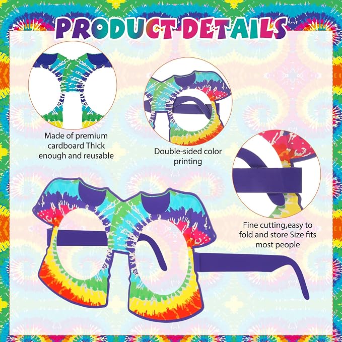 Pajean 36 Pcs 60s Party Decorations 60's Photo Booth Prop 60 Hippie Themed - Image 3
