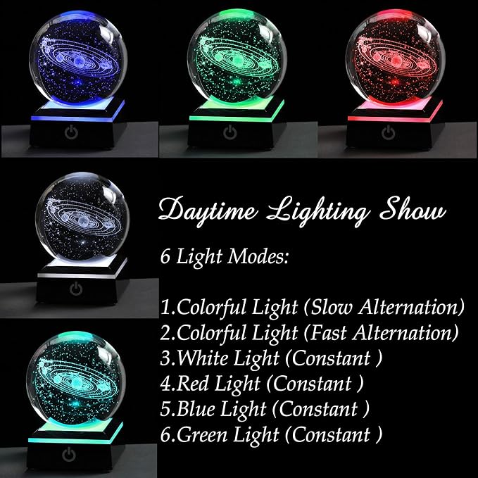 Qianwei 3D Solar System Model Crystal Ball Astronomy Gifts Men Space Decor | - Image 4