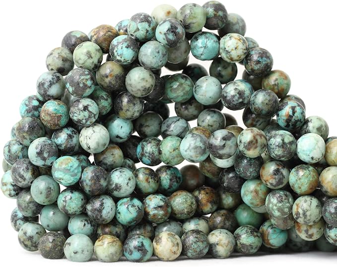 45PCS 8mm Natural African Turquoise Stone Gemstone Round Loose Beads by CHEAVIAN