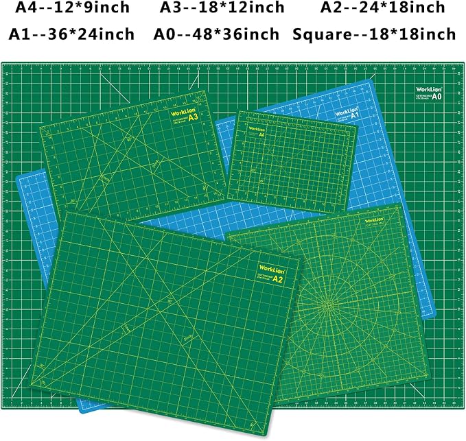 WORKLION Full 9" x 12" Art Self Healing PVC Cutting Mat, Double Sided, Gridded - Image 3