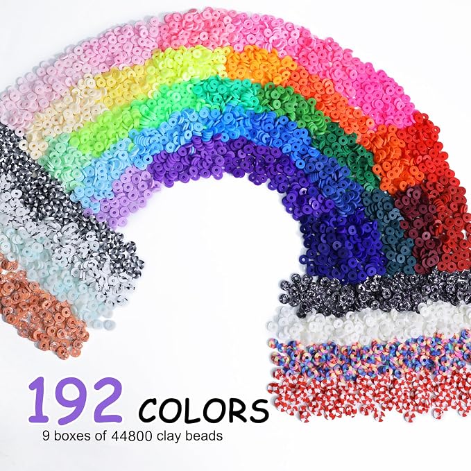 Redtwo 46000 Pcs 192 Colors Clay Beads Friendship Bracelet Making Kit | 9 Boxes - Image 2